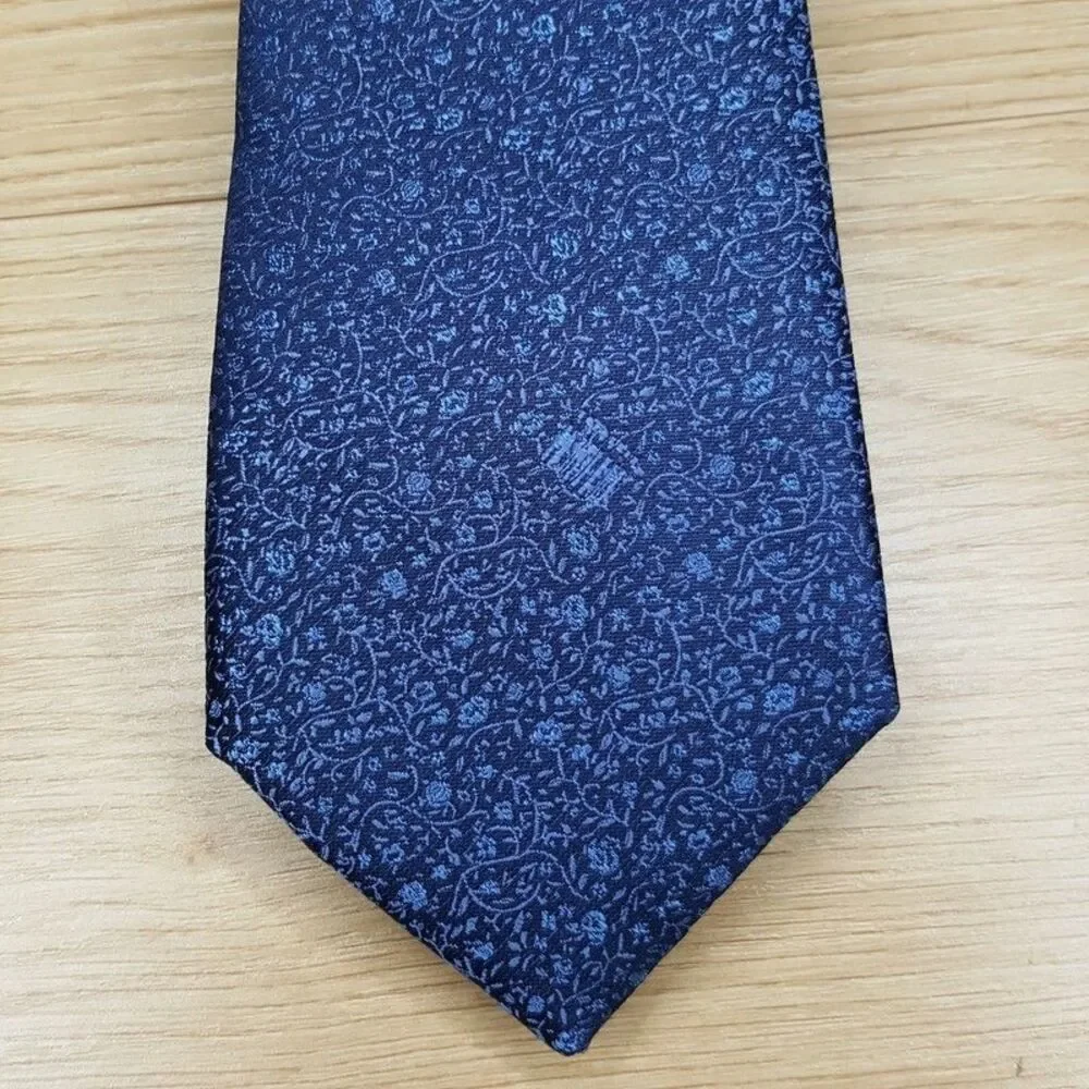 MICHAEL KORS Mens Neck Tie Blue Floral Silk Blend Pointed Classic